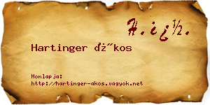 Hartinger Ákos névjegykártya